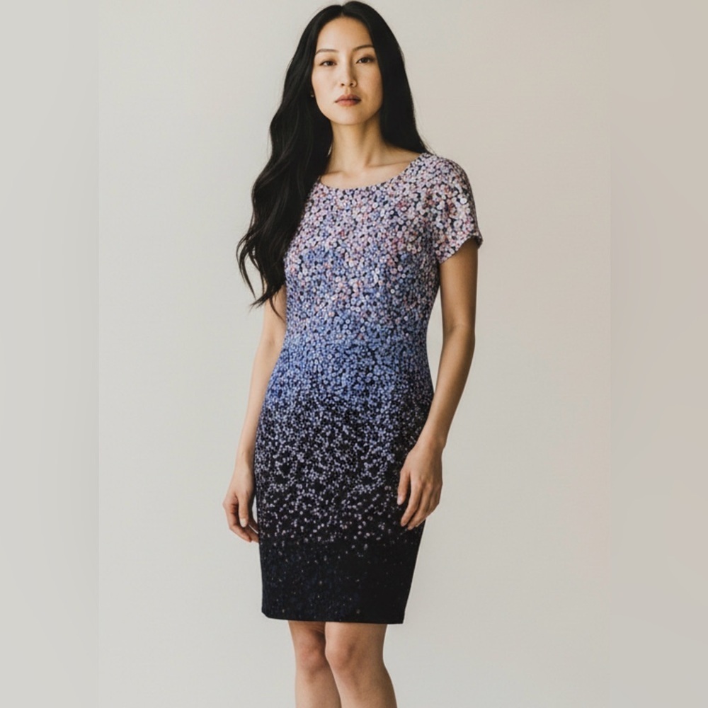 Talbots Floral Ombre Sheath Career Dress Size 6